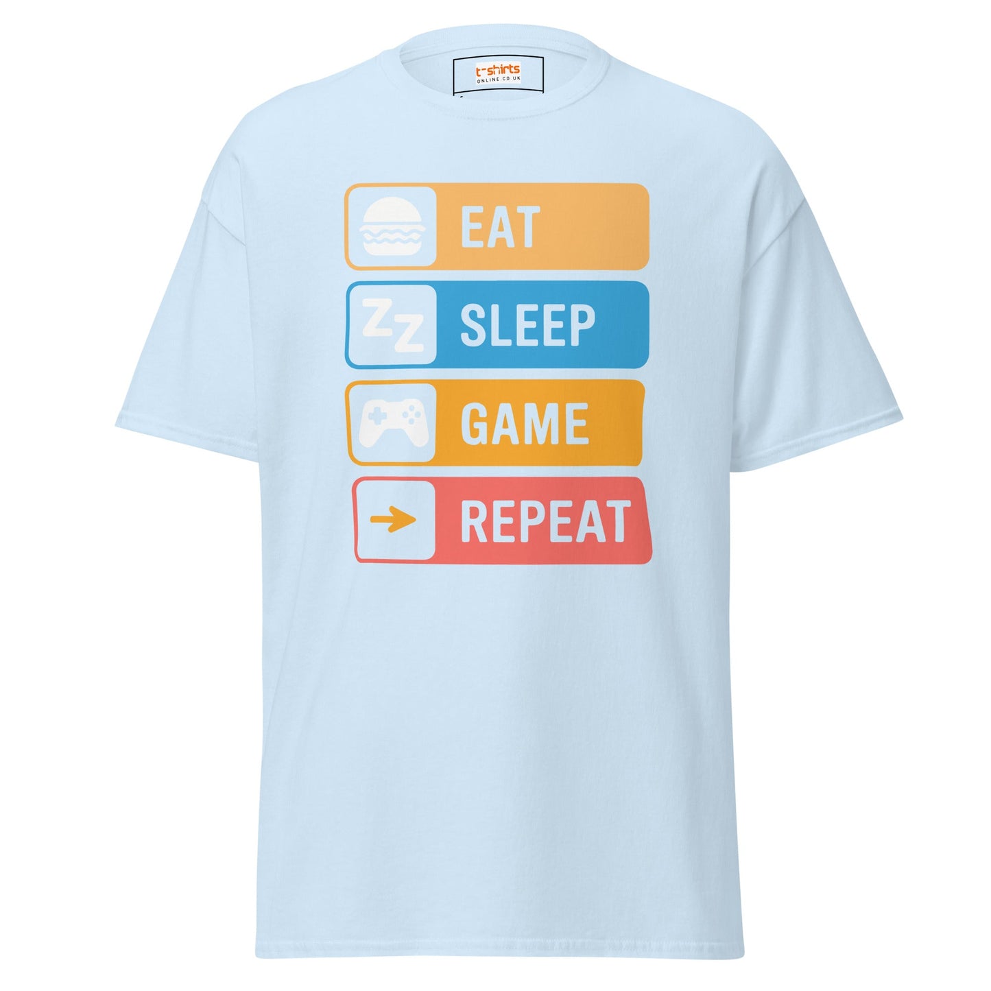 Eat Sleep Game | Gaming T-Shirt - Light Blue - T-Shirts Online