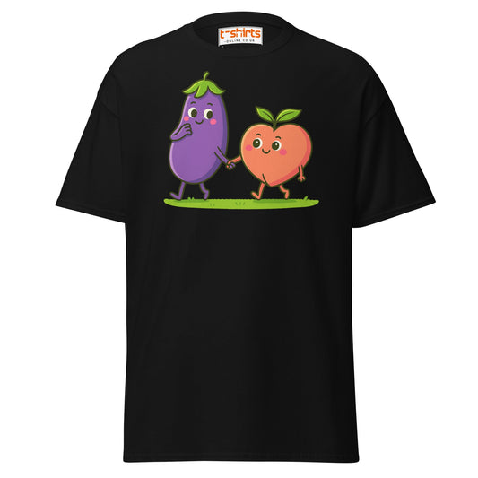 Eggplant & Peach Love T-Shirt – Kawaii Funny Tee - Black - T-Shirts Online