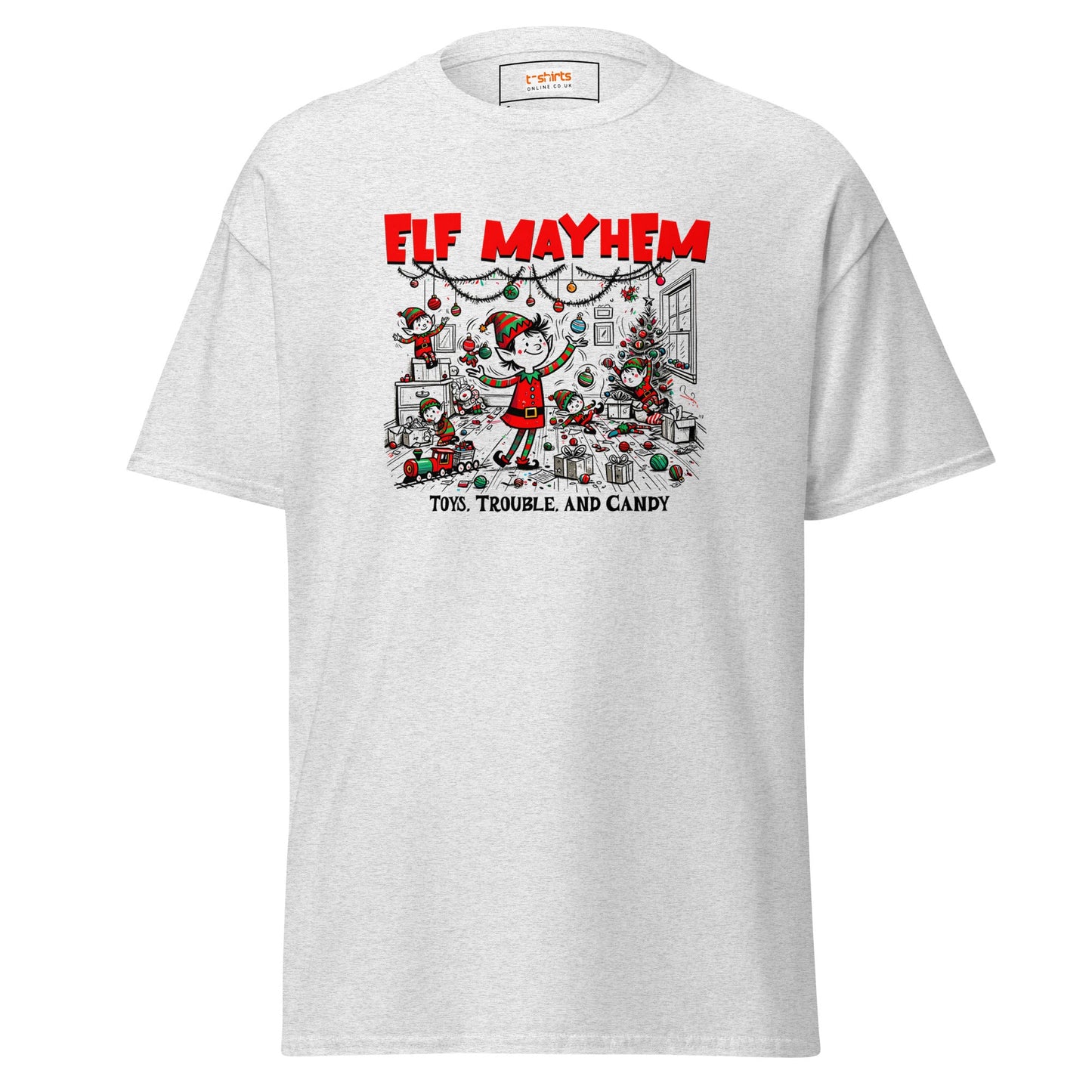 Elf Mayhem | Christmas Tee - Ash - T-Shirts Online