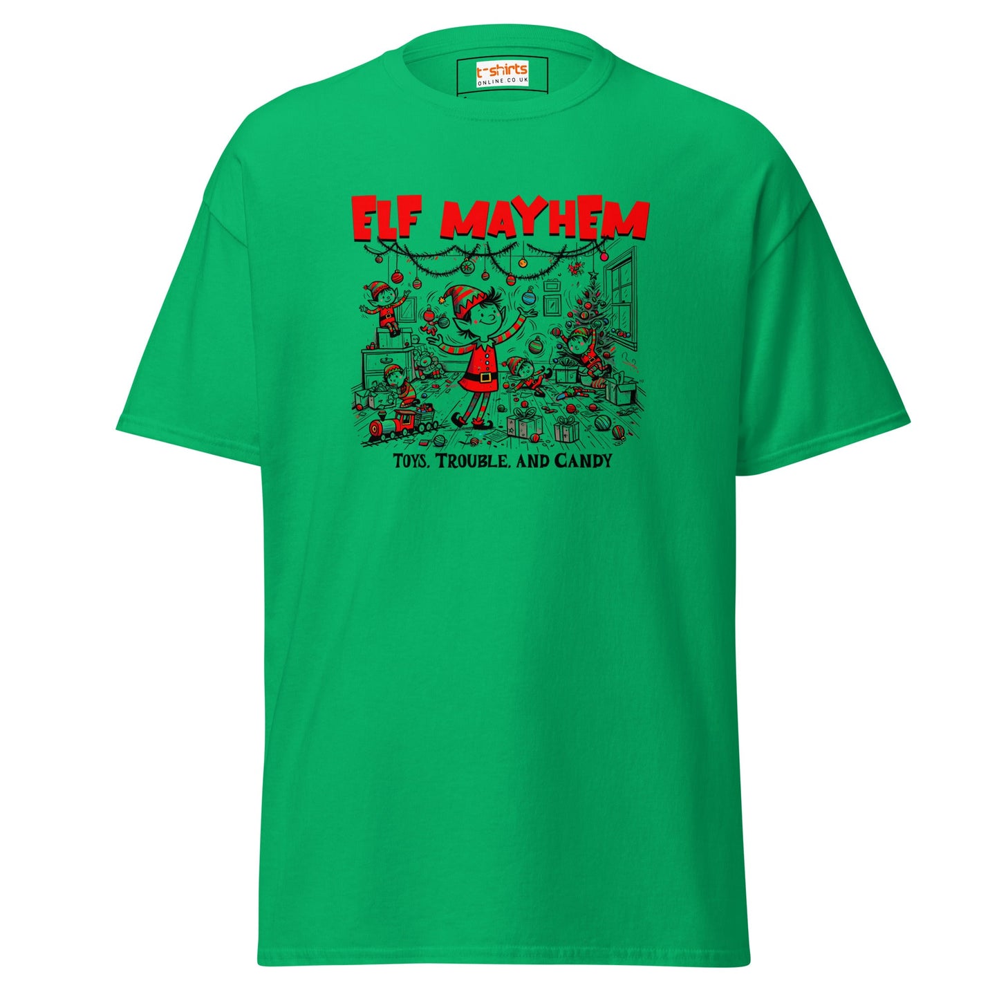 Elf Mayhem | Christmas Tee - Irish Green - T-Shirts Online