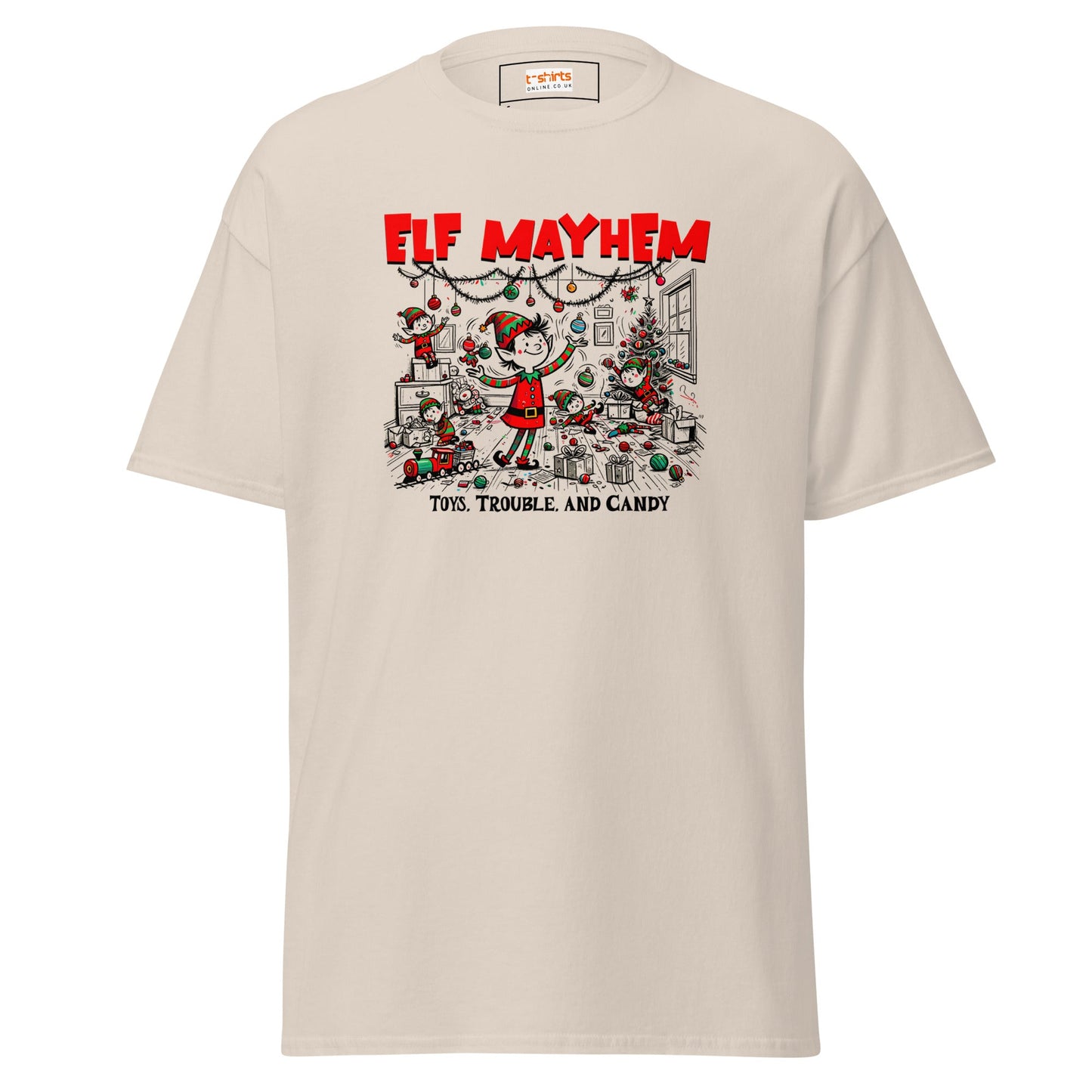 Elf Mayhem | Christmas Tee - Natural - T-Shirts Online