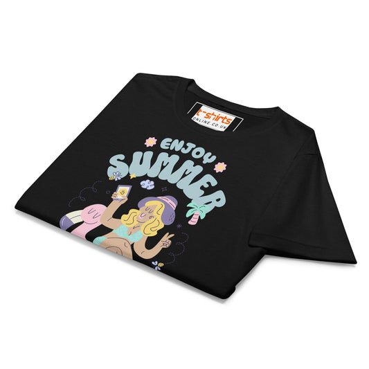 Enjoy Summer T-Shirt | Beach Life Tee - Black - T-Shirts Online