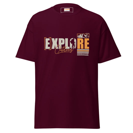 Explore Outdoors T-Shirt | Adventure T-Shirt - Maroon - T-Shirts Online