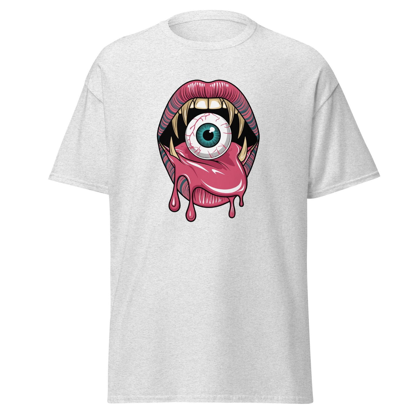 Eyeball in Mouth! | Horror T-Shirt - Ash - T-Shirts Online