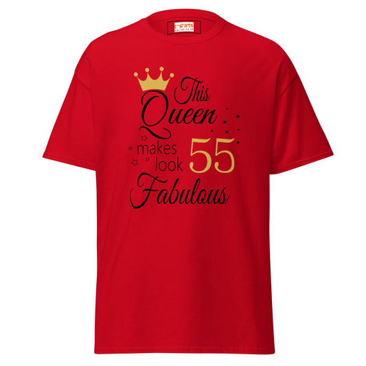 Fabulous Queen Tee | 55th Birthday T-Shirt - Red - T-Shirts Online