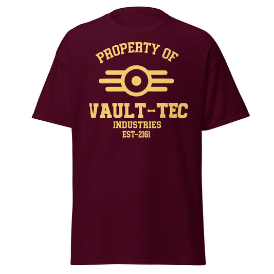 Fallout Vault - Tec Industries EST - 2161 T-Shirt - Maroon - T-Shirts Online