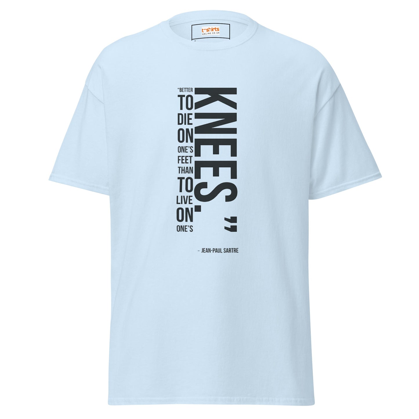 Famous Quote T-Shirt | Jean Paul Satre Tee - Light Blue - T-Shirts Online