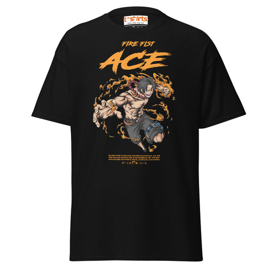 Fire Fist Ace T-Shirt | Anime Flame Warrior Tee - Black - T-Shirts Online