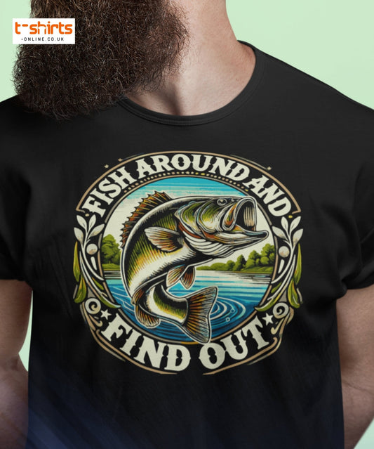 Fish Around and Find Out T-Shirt | Funny Fishing Tee - Maroon - T-Shirts Online