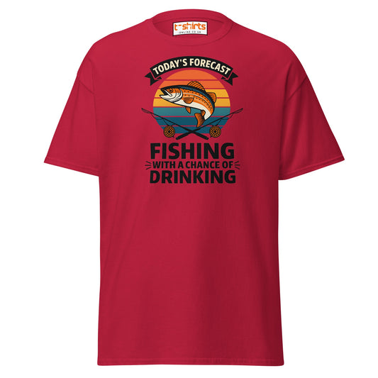 Fishing Forecast Drinking T-Shirt – Funny Outdoor Tee - Cardinal - T-Shirts Online