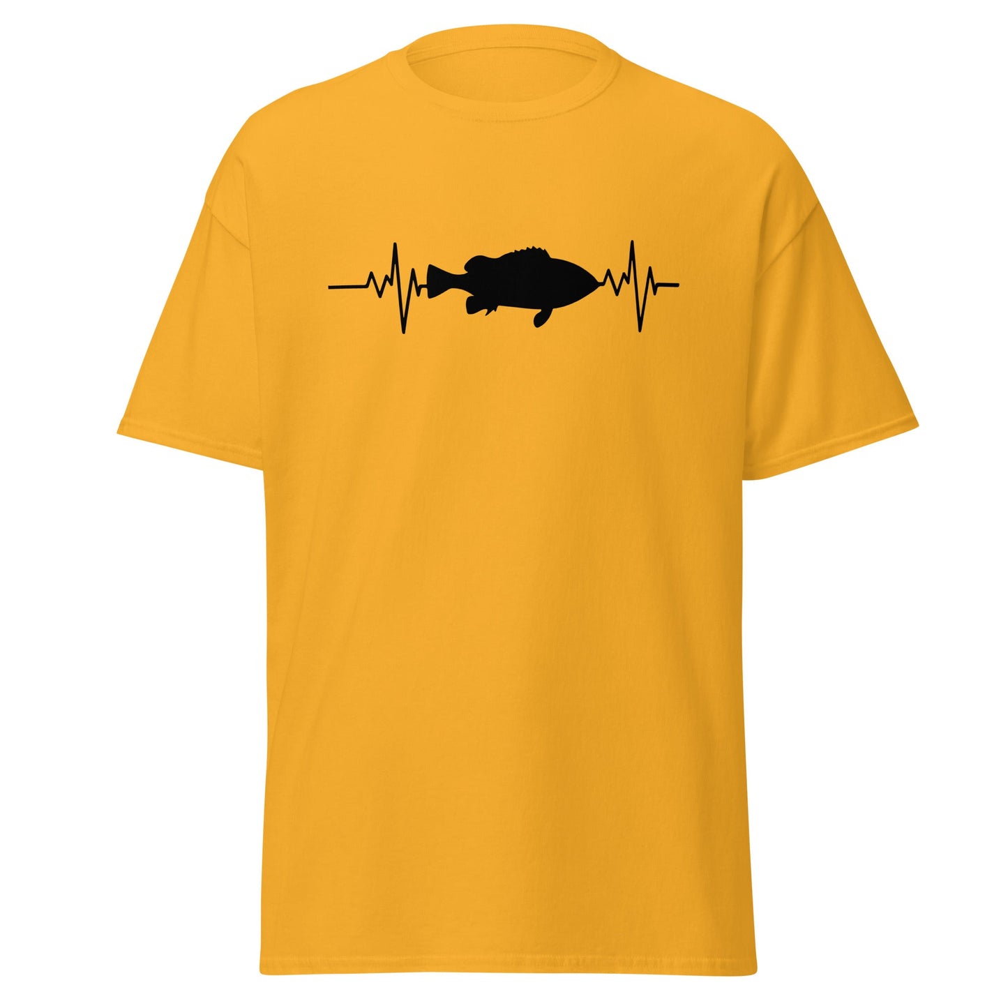 Fishing Heartbeat | Fishing T-Shirt - Gold - T-Shirts Online