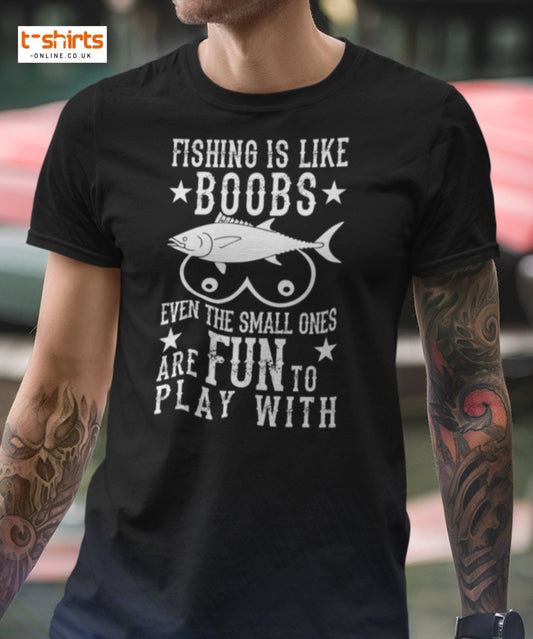 Fishing Is Like Boobs T-Shirt - Maroon - T-Shirts Online