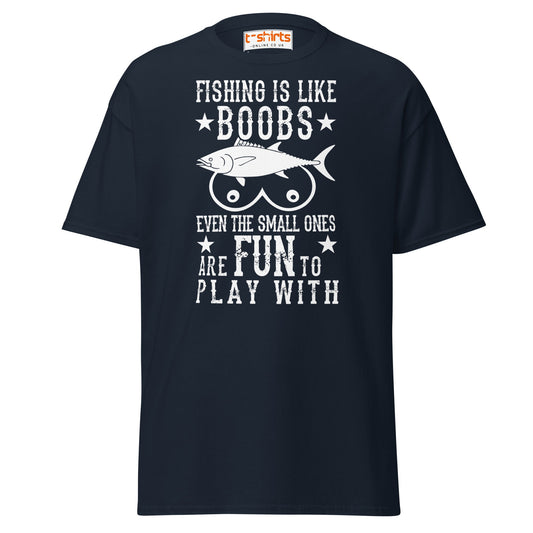 Fishing Is Like Boobs T-Shirt - Navy - T-Shirts Online