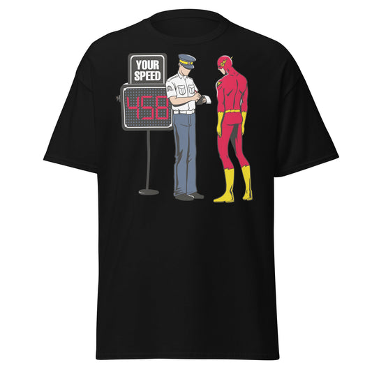 Flash Speeding Ticket T-Shirt - Superhero Humor Tee - Black - T-Shirts Online