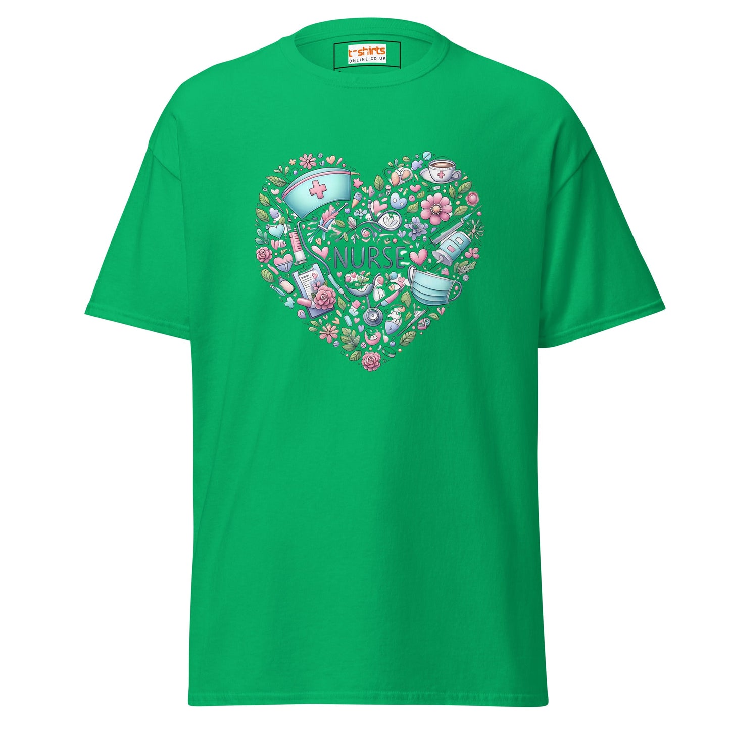 Floral Nurse T-Shirt | Nurses Tee - Irish Green - T-Shirts Online
