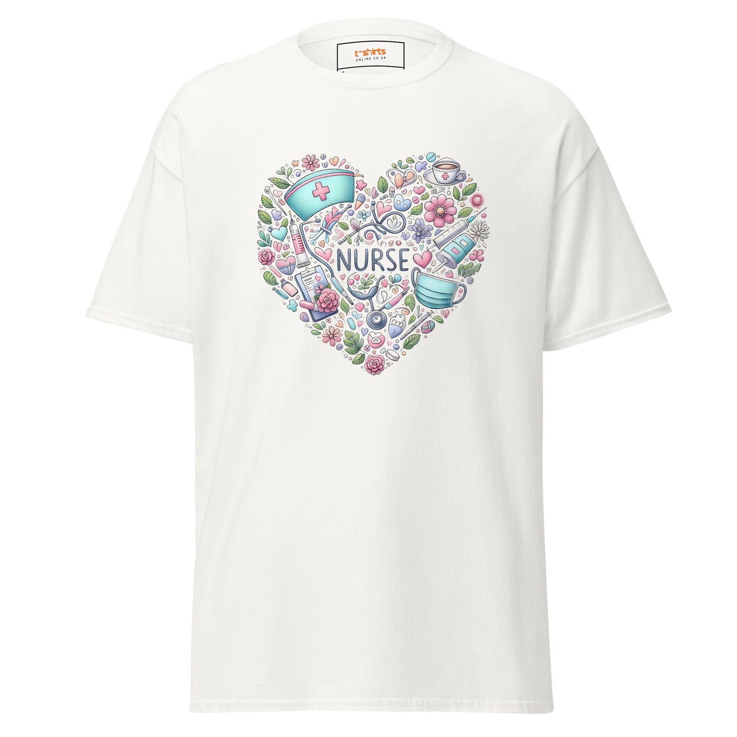 Floral Nurse T-Shirt | Nurses Tee - White - T-Shirts Online