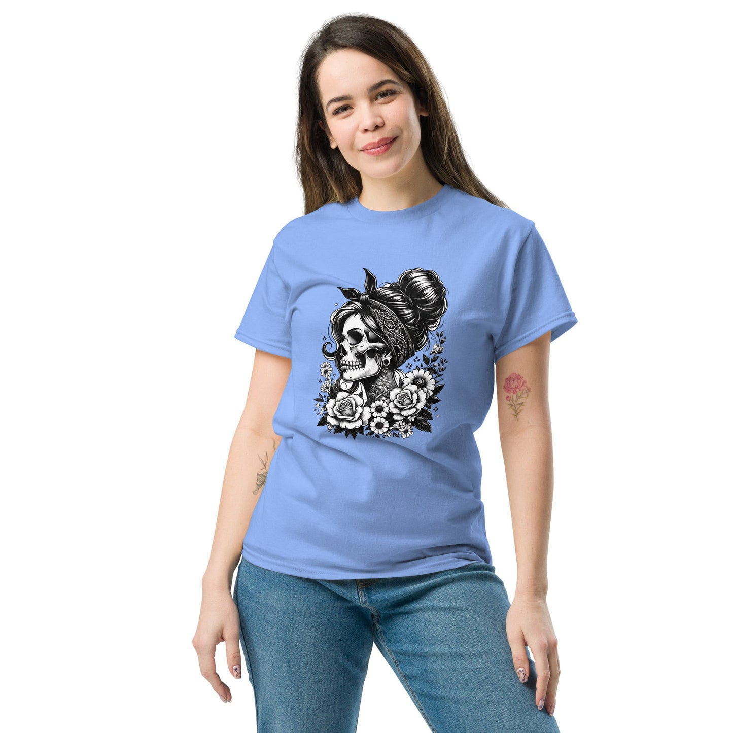 Floral Skull | Skull T-Shirt - Black - T-Shirts Online