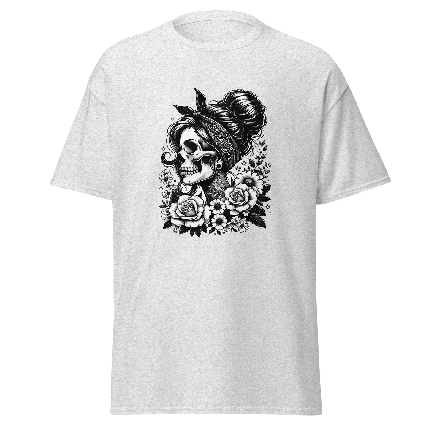 Floral Skull | Skull T-Shirt - Ash - T-Shirts Online