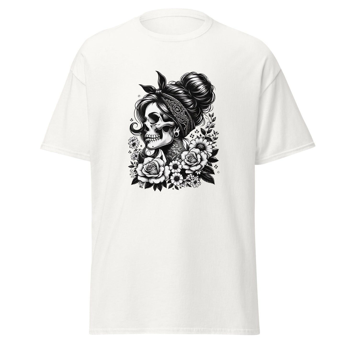 Floral Skull | Skull T-Shirt - White - T-Shirts Online
