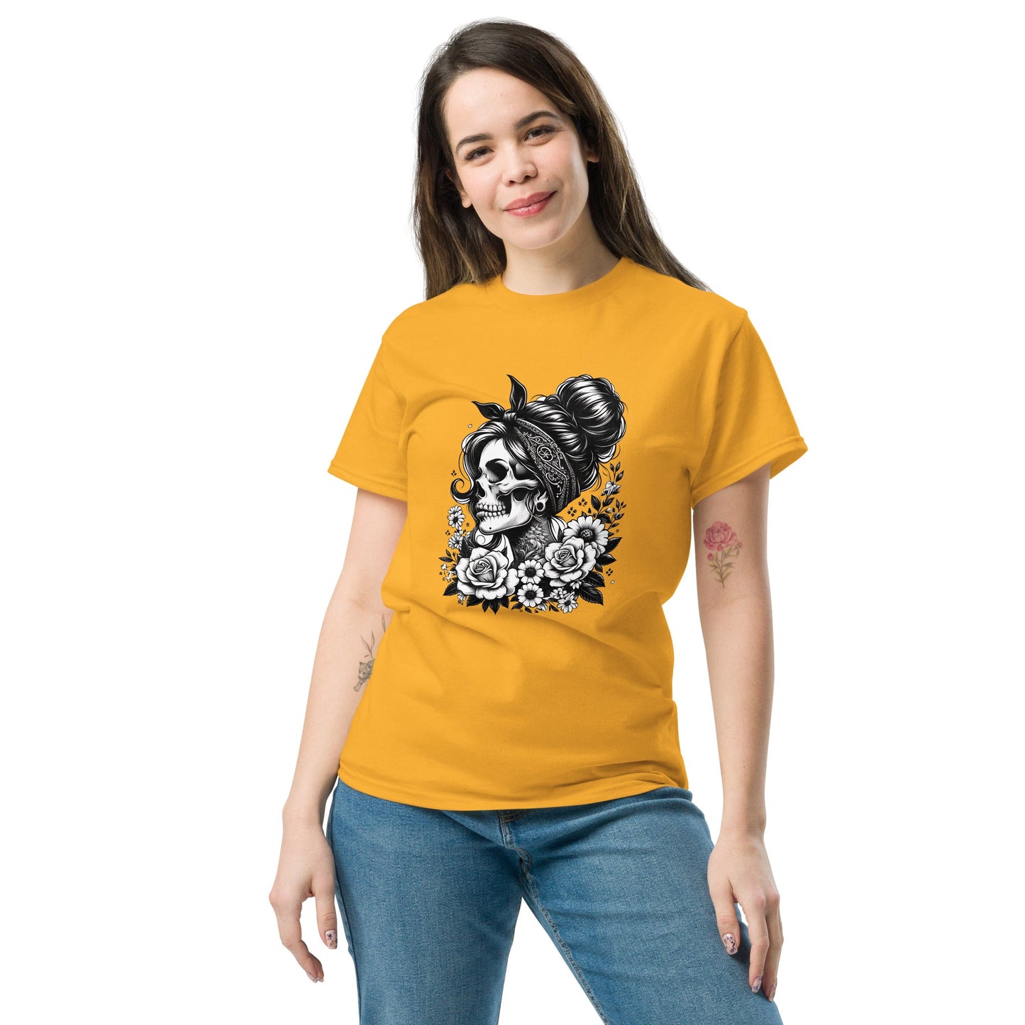 Floral Skull | Skull T-Shirt - Black - T-Shirts Online