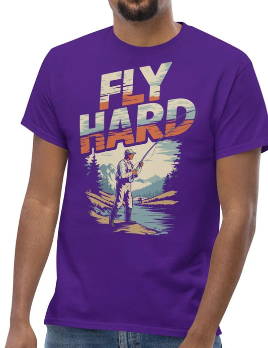 Fly Hard | Fishing T-Shirt - Black - T-Shirts Online