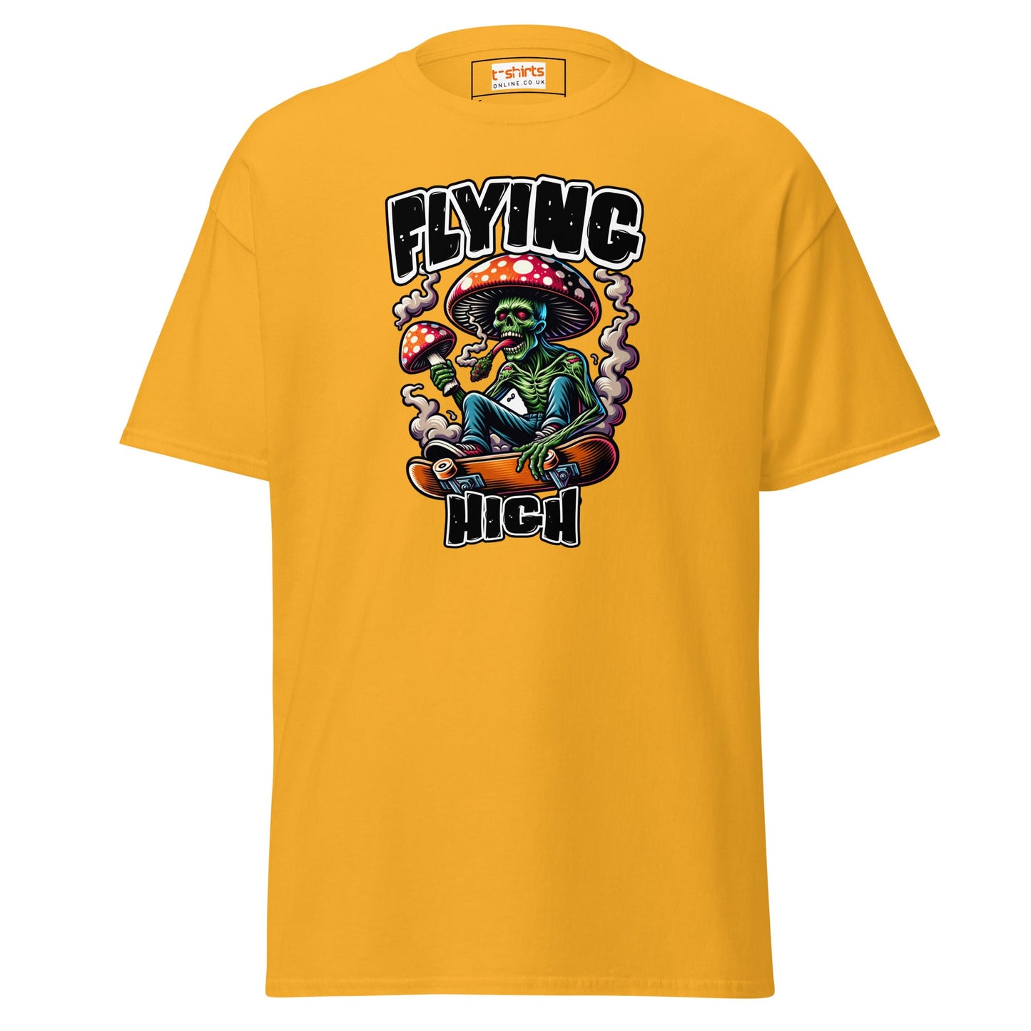 Flying High | Graphic Skateboard T-Shirt - Gold - T-Shirts Online