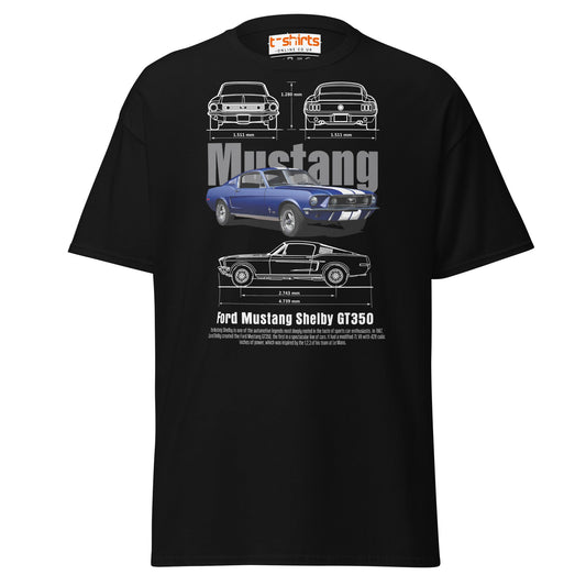 Ford Mustang Shelby GT350 Blueprint T-Shirt - Black - T-Shirts Online