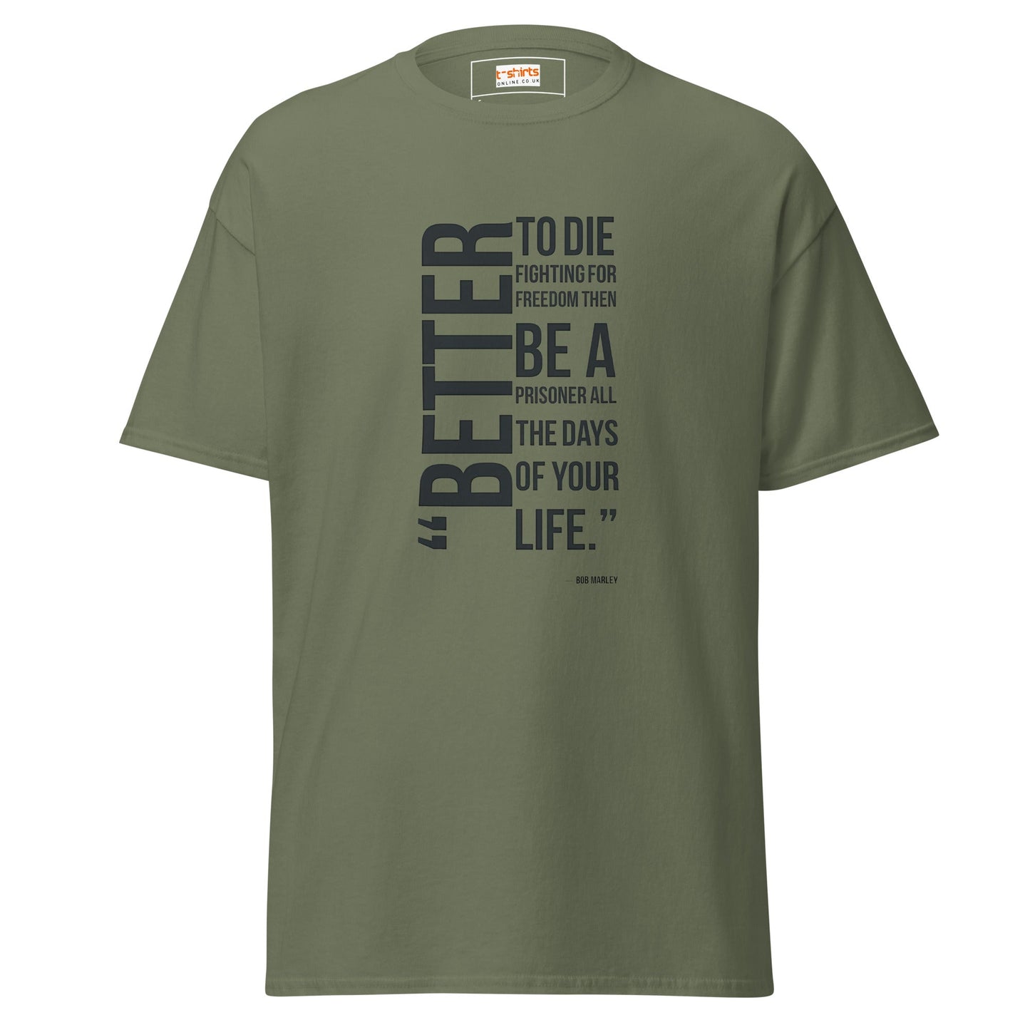 Freedom Fighter | Bob Marley Quote T-Shirt - Military Green - T-Shirts Online