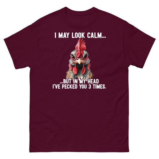 Funny Angry Rooster T-Shirt - Sarcastic Chicken Tee - Maroon - T-Shirts Online