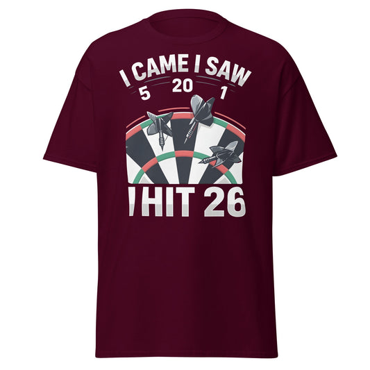 Funny Darts T-Shirt - I Hit 26 Dart Player Graphic Tee - Maroon - T-Shirts Online