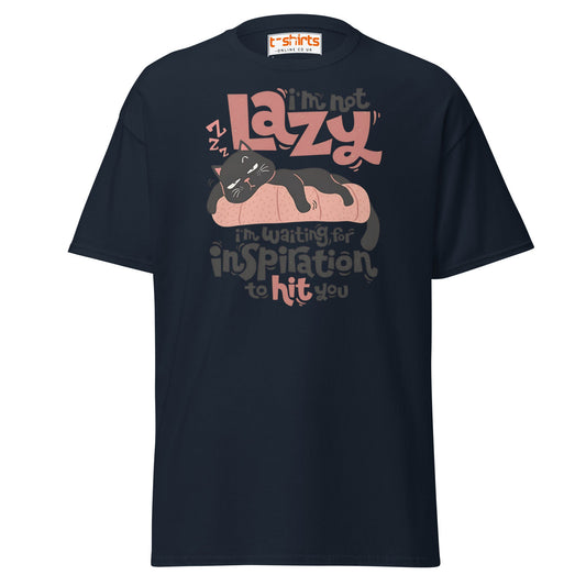 Funny Lazy Cat T-Shirt – Inspiration Humor Tee - Navy - T-Shirts Online