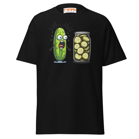 Funny Pickle Cucumber T-Shirt – Cartoon Humor Tee - Black - T-Shirts Online