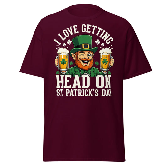 Funny St. Patrick’s Day Leprechaun Beer Pun T-Shirt - Maroon - T-Shirts Online