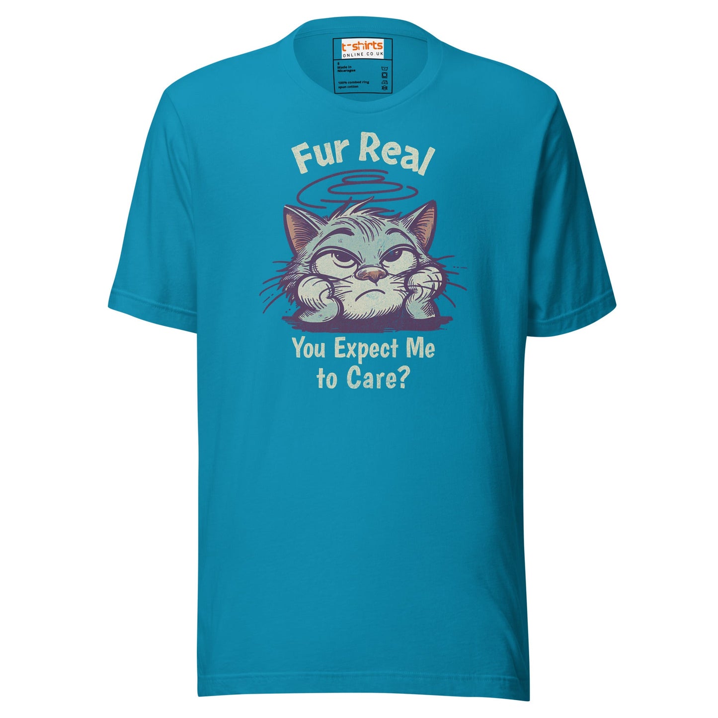 Fur Real T-Shirt | Expect me to Care Tee - Aqua - T-Shirts Online