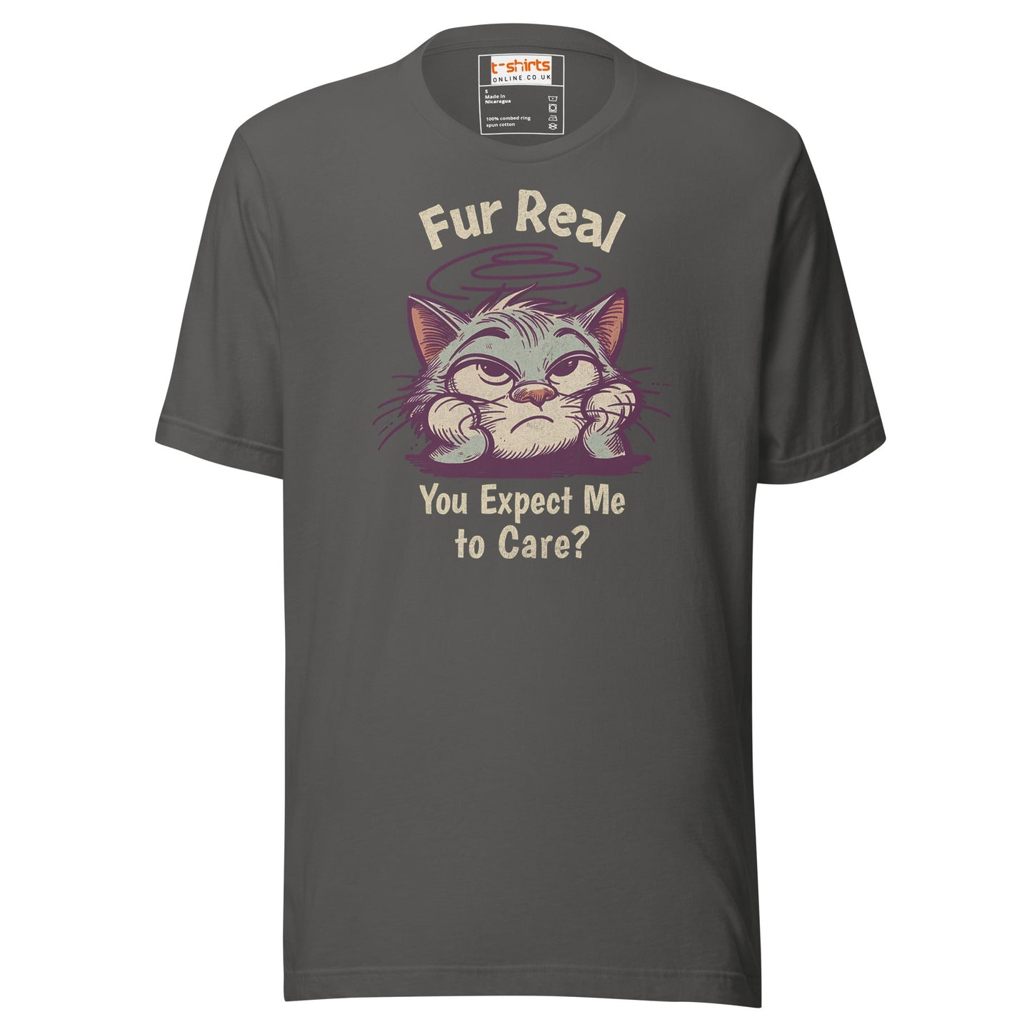 Fur Real T-Shirt | Expect me to Care Tee - Asphalt - T-Shirts Online