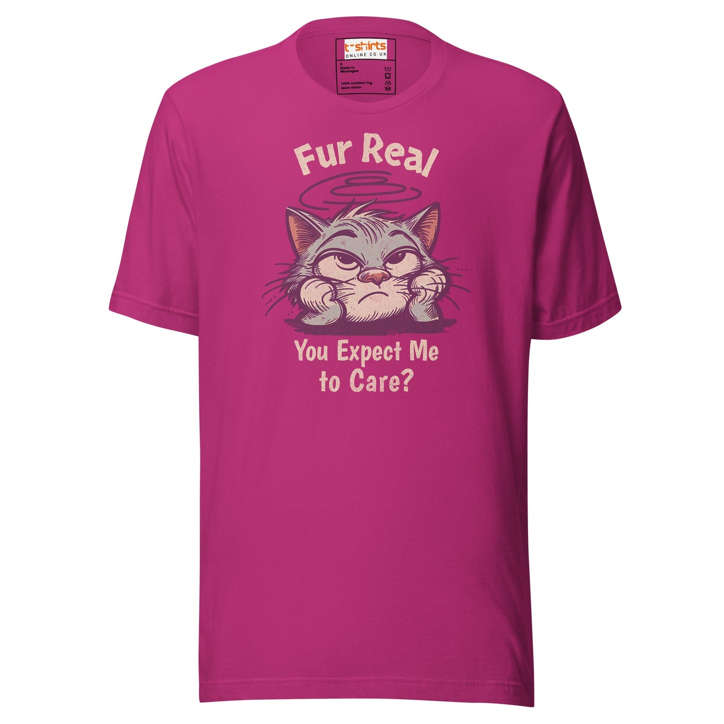 Fur Real T-Shirt | Expect me to Care Tee - Berry - T-Shirts Online