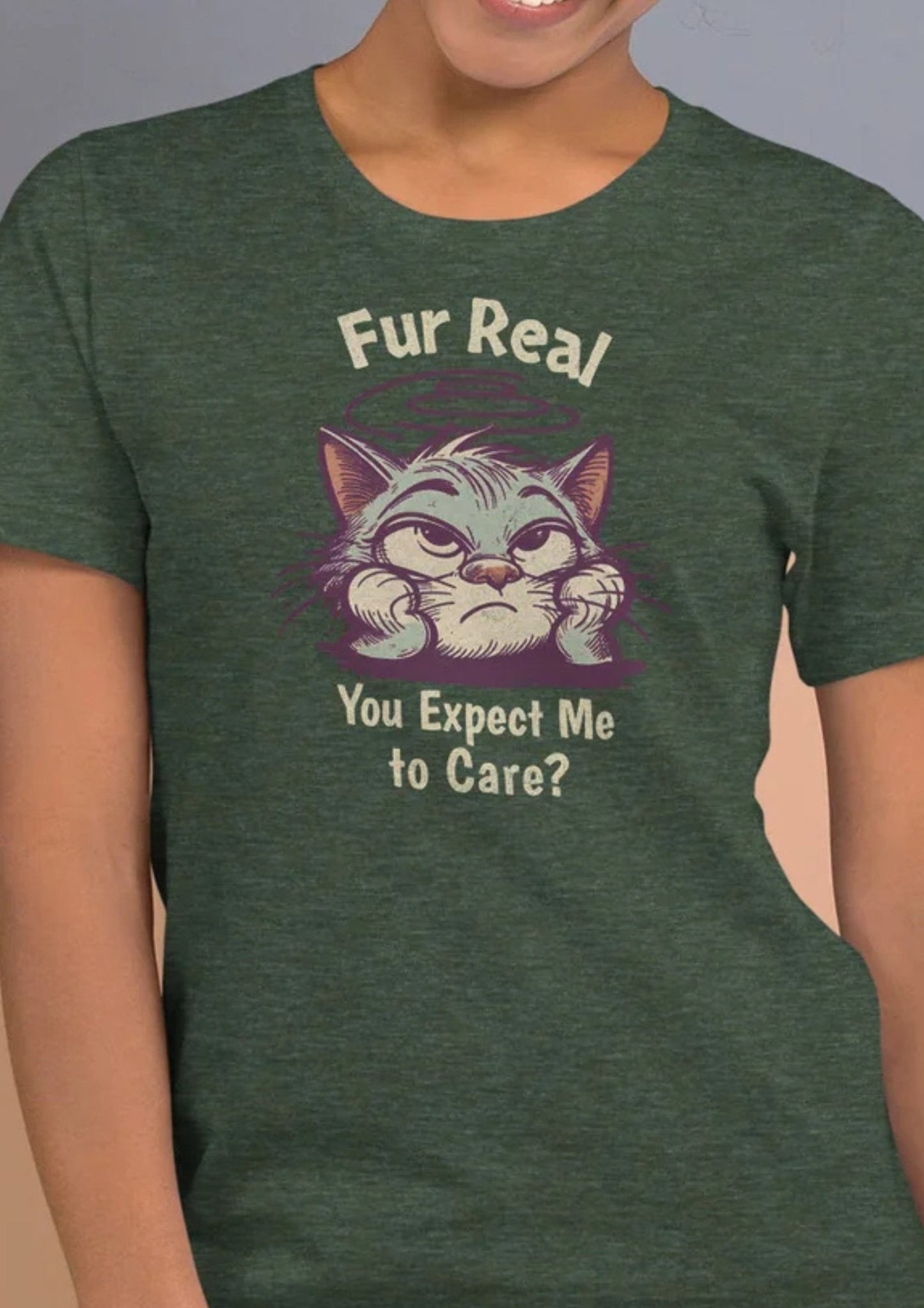 Fur Real T-Shirt | Expect me to Care Tee - Black Heather - T-Shirts Online