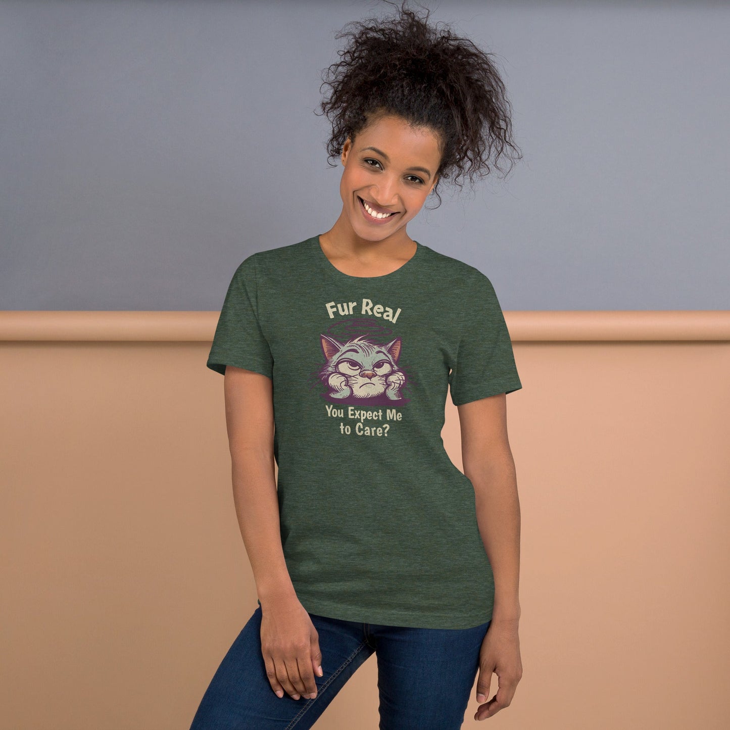 Fur Real T-Shirt | Expect me to Care Tee - Black Heather - T-Shirts Online