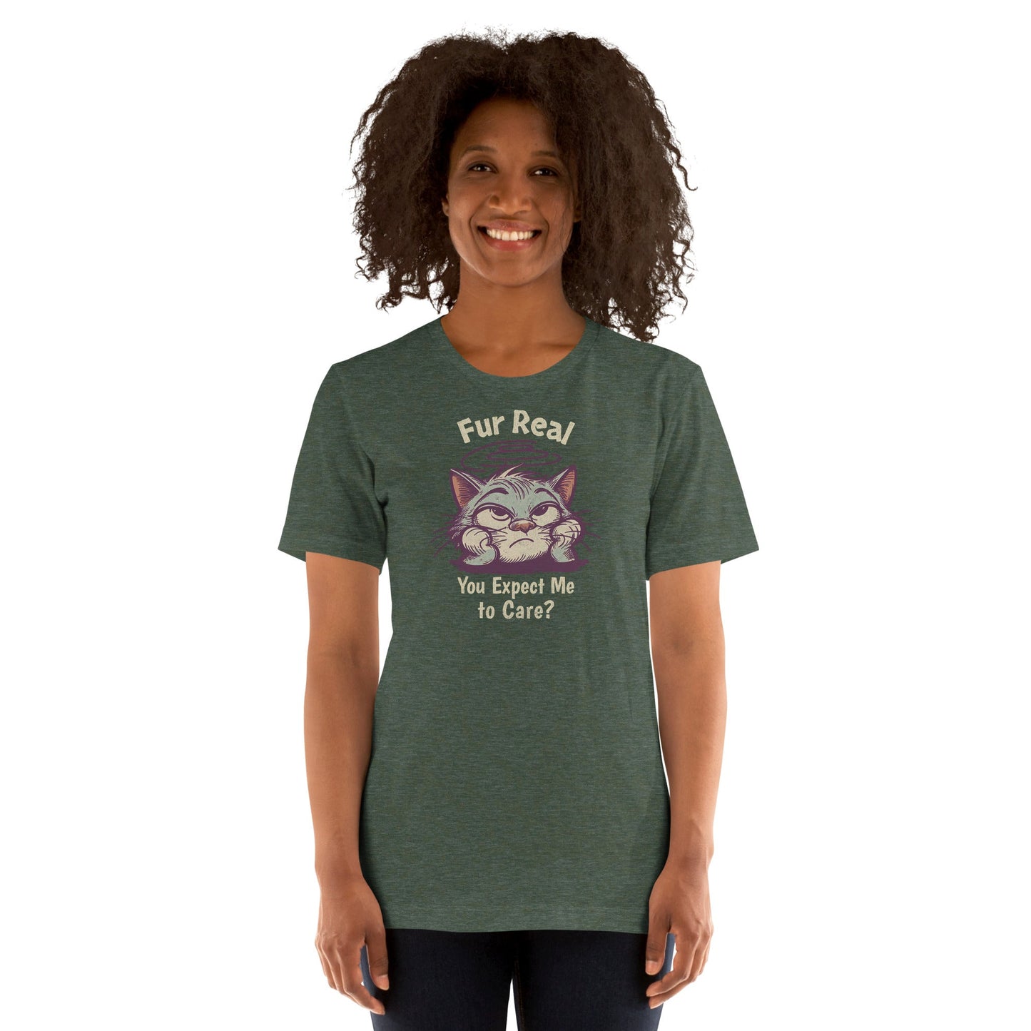 Fur Real T-Shirt | Expect me to Care Tee - Black Heather - T-Shirts Online