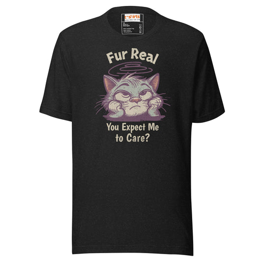 Fur Real T-Shirt | Expect me to Care Tee - Black Heather - T-Shirts Online