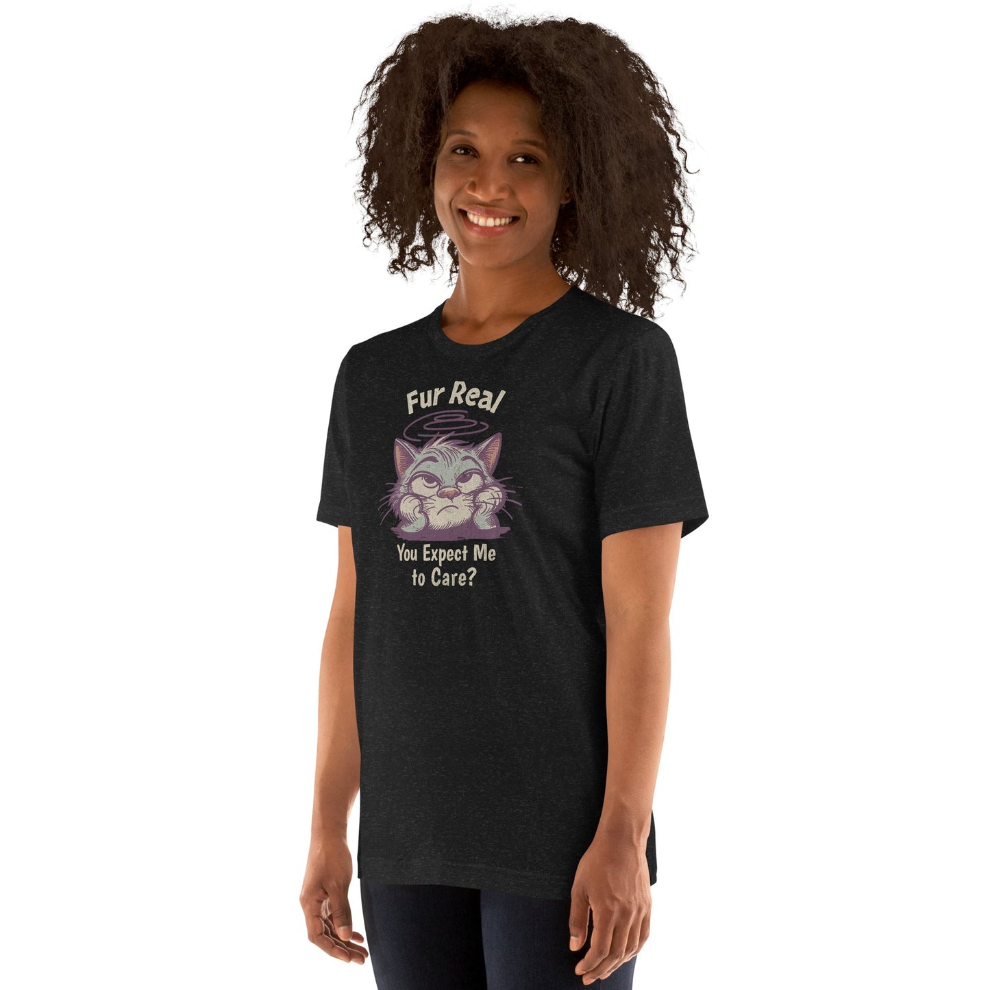 Fur Real T-Shirt | Expect me to Care Tee - Black Heather - T-Shirts Online