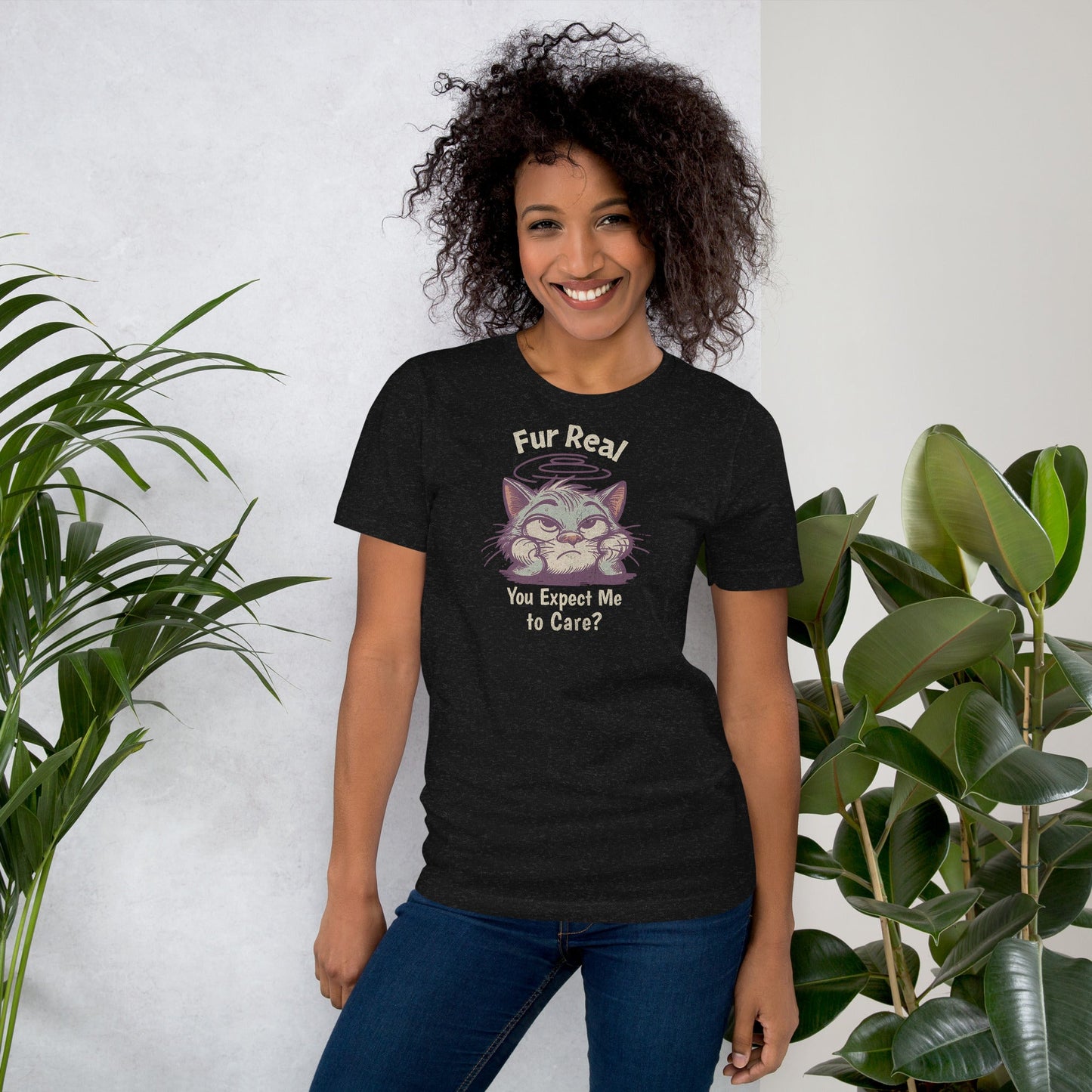 Fur Real T-Shirt | Expect me to Care Tee - Black Heather - T-Shirts Online
