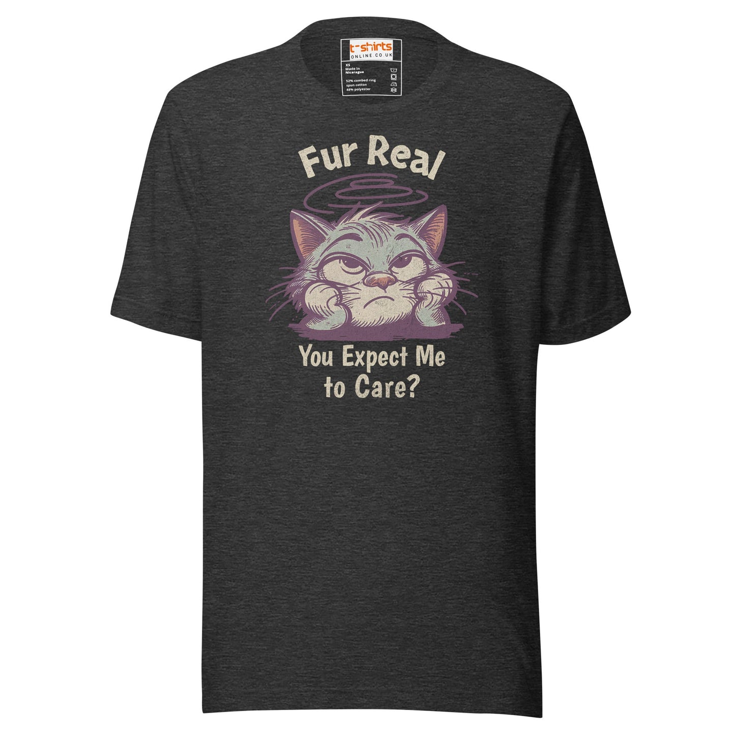 Fur Real T-Shirt | Expect me to Care Tee - Dark Grey Heather - T-Shirts Online