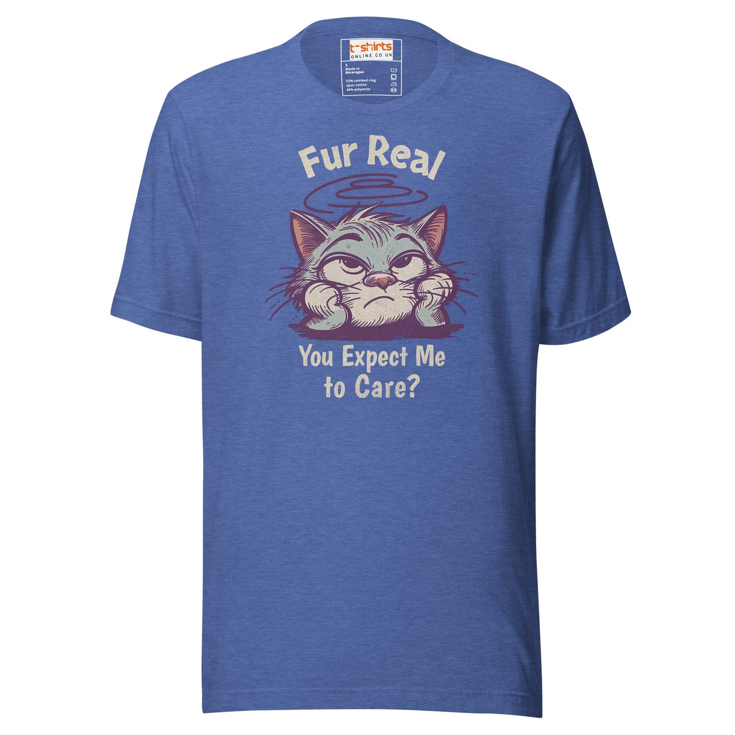 Fur Real T-Shirt | Expect me to Care Tee - Heather True Royal - T-Shirts Online