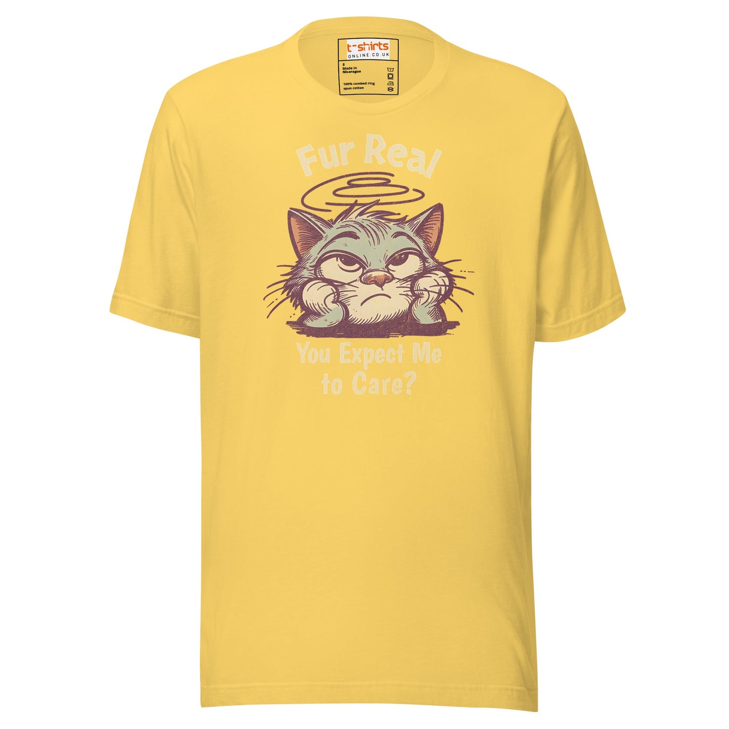 Fur Real T-Shirt | Expect me to Care Tee - Yellow - T-Shirts Online