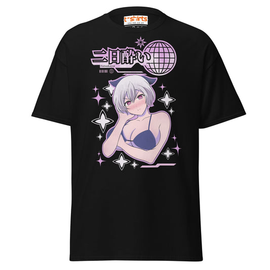 Futsukayoi Anime Girl T-Shirt | Aesthetic Vaporwave Tee - Black - T-Shirts Online