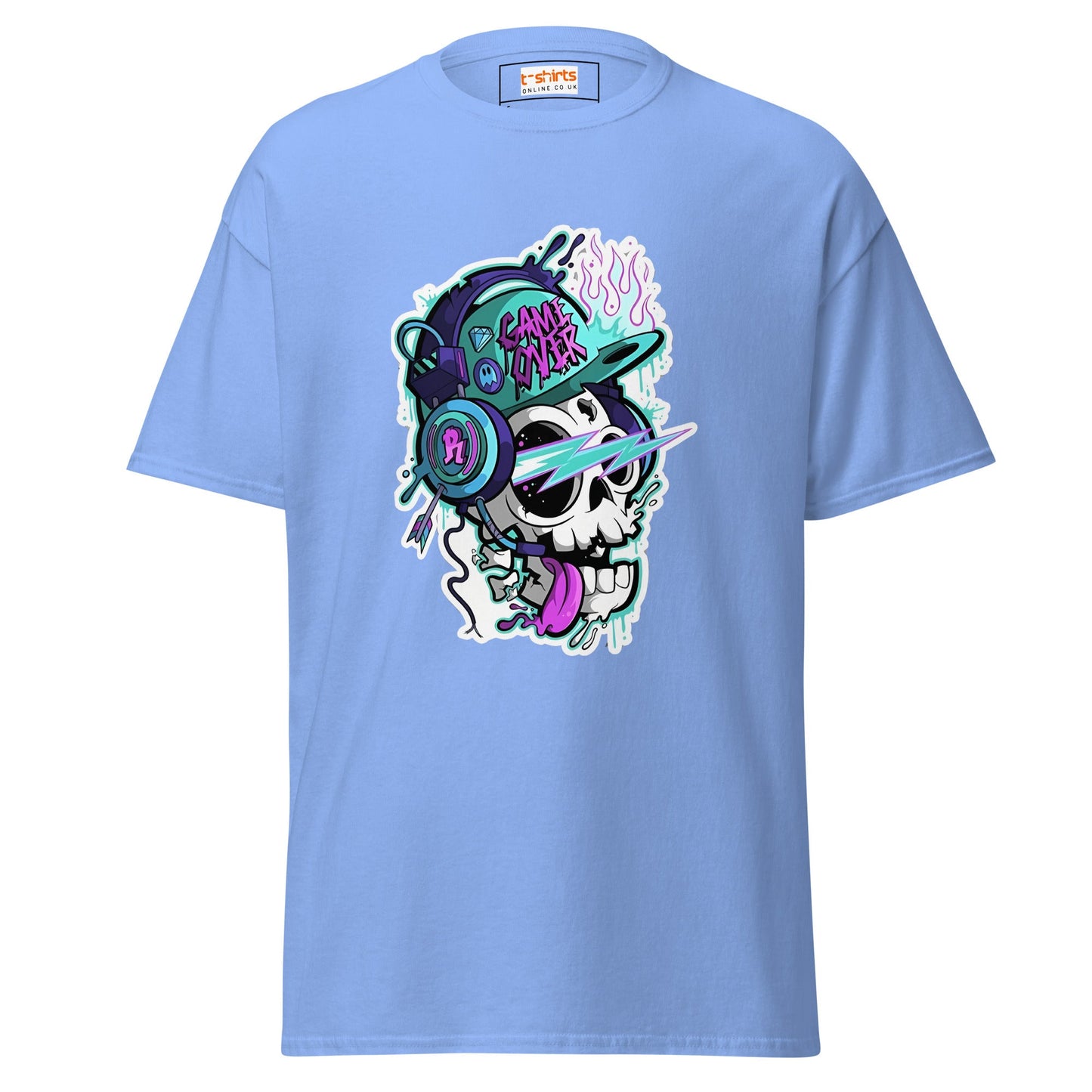 Game Over Skull | Funky T-Shirt - Carolina Blue - T-Shirts Online