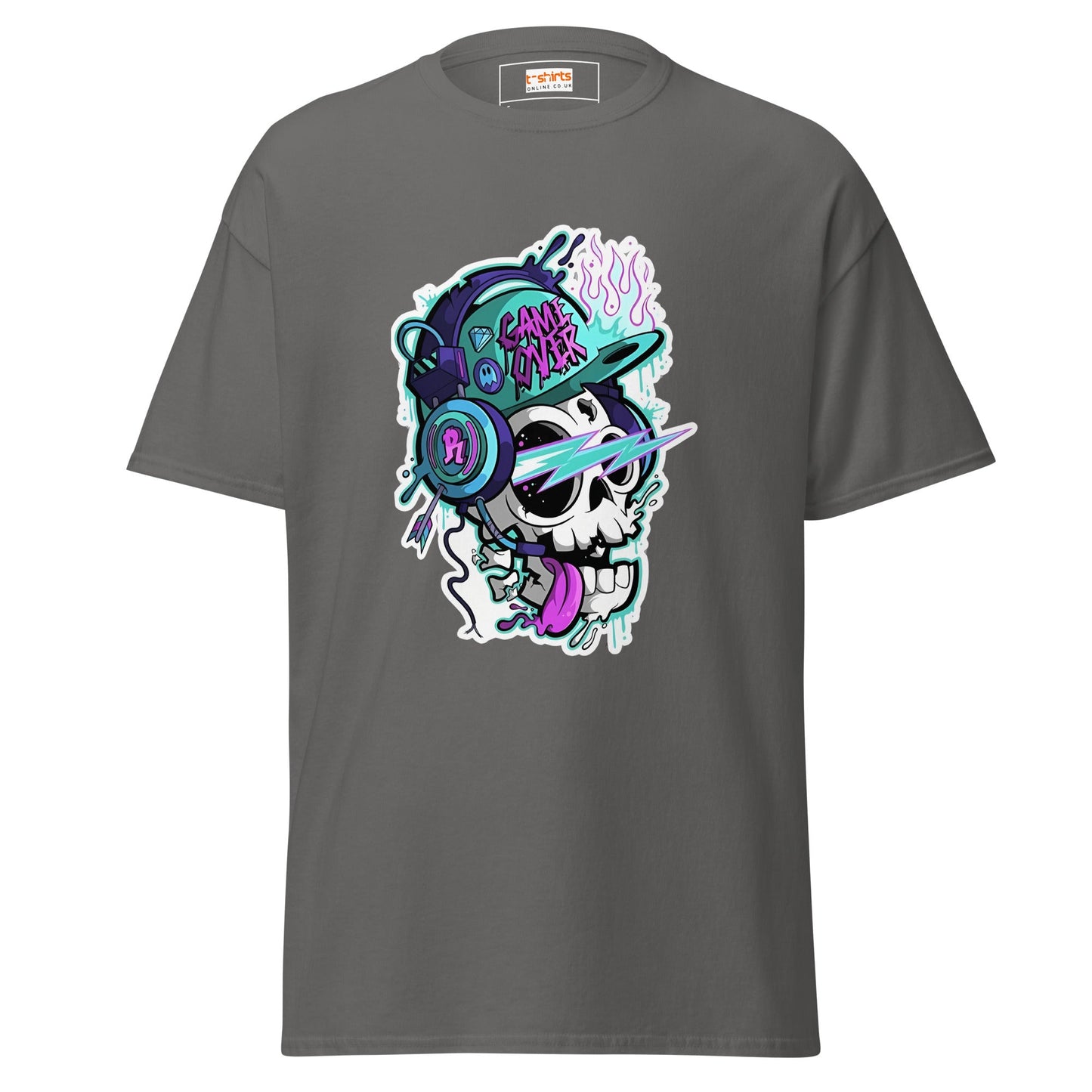 Game Over Skull | Funky T-Shirt - Charcoal - T-Shirts Online