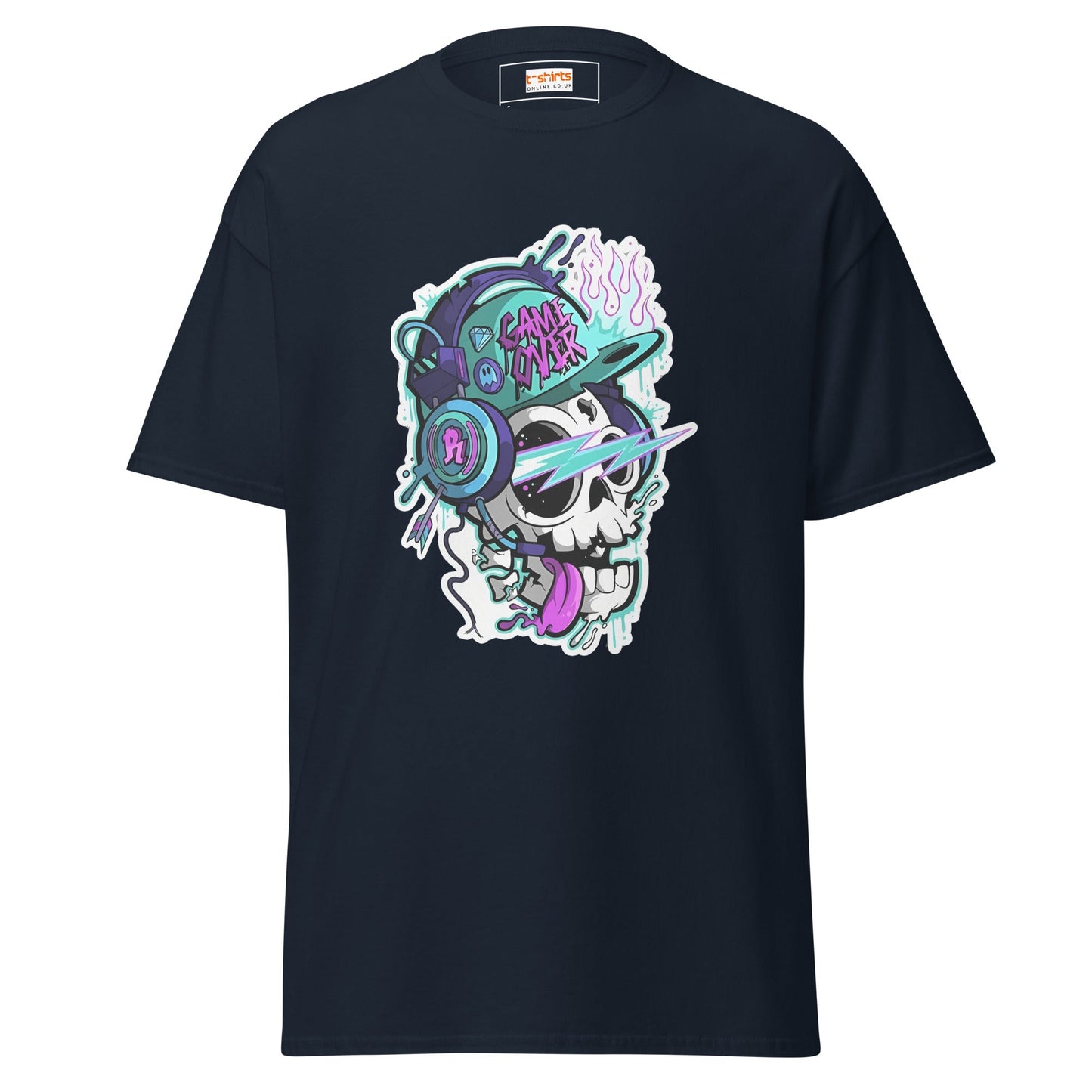 Game Over Skull | Funky T-Shirt - Navy - T-Shirts Online