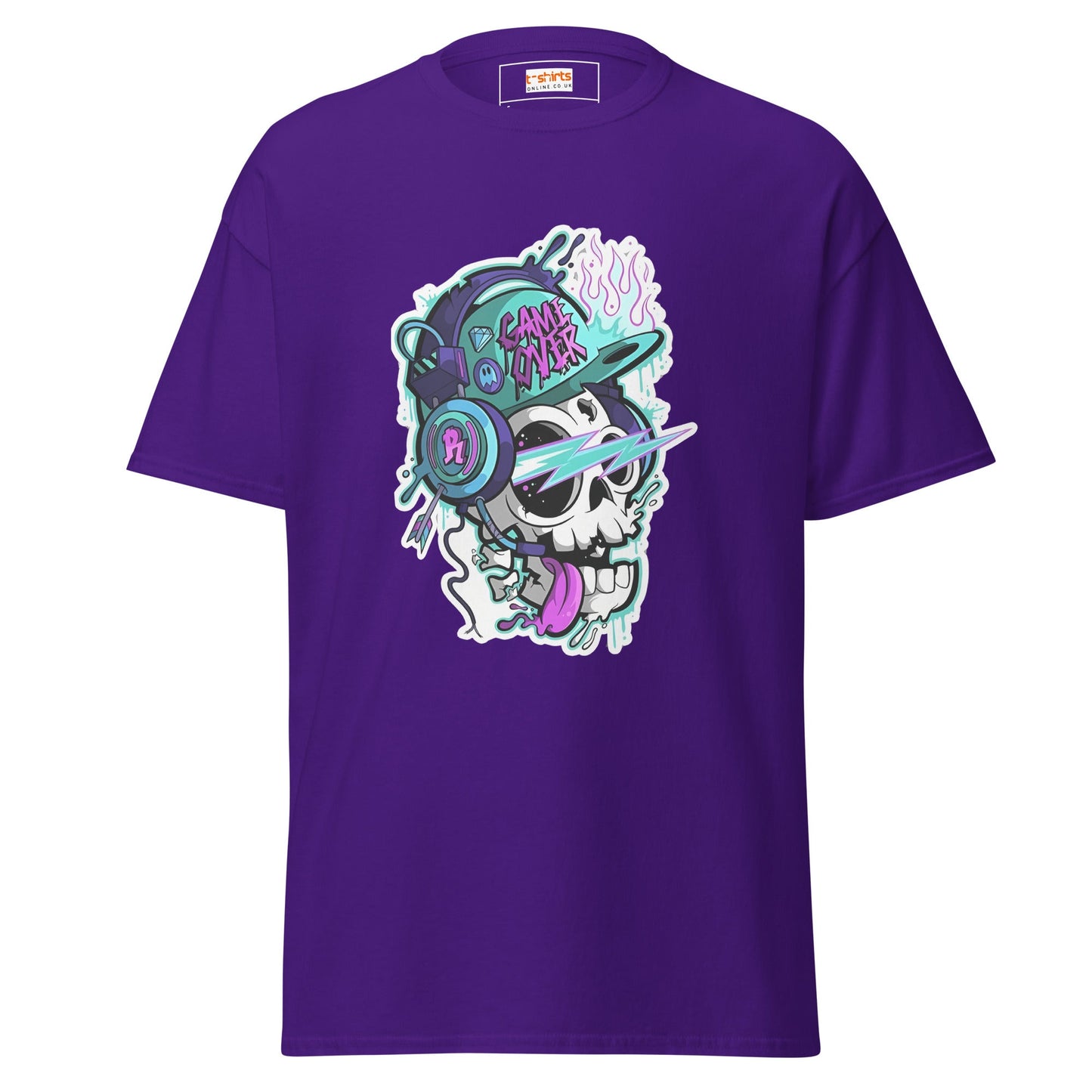 Game Over Skull | Funky T-Shirt - Purple - T-Shirts Online